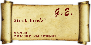 Girst Ernő névjegykártya